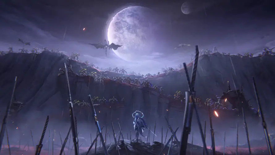 4k双月壁纸-夜景 - 夜空-紫月「哲风壁纸」