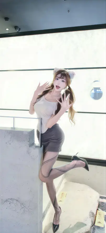 4k美女壁纸 - 黑丝 - 双马尾 - 职场风「哲风壁纸」