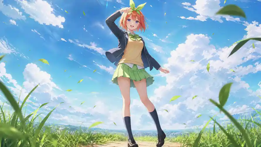 4k户外壁纸-校服 - 短裙-草地「哲风壁纸」