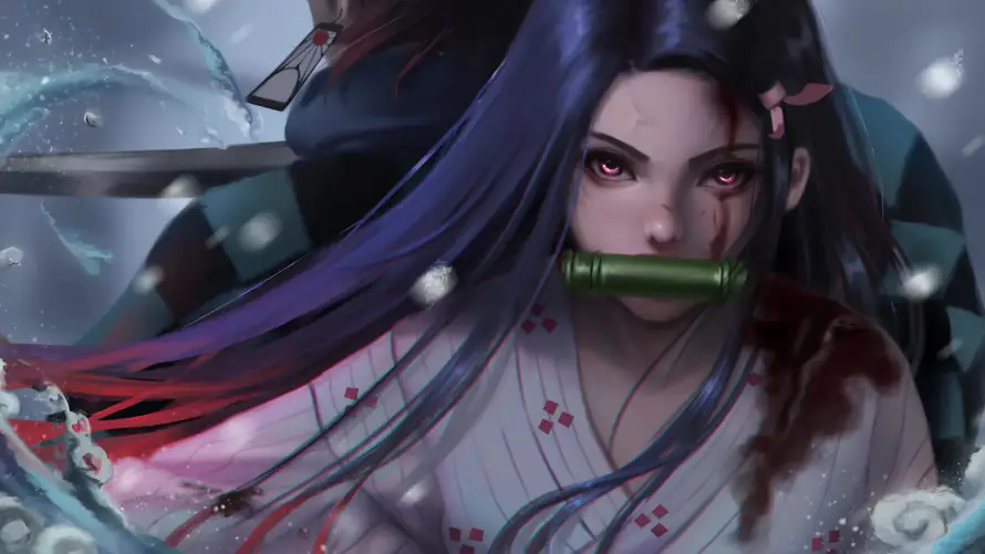 4k和服壁纸-长发 - 雪花-日轮刀「哲风壁纸」