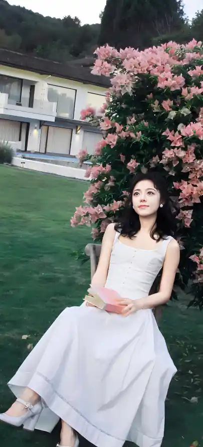 4k木椅壁纸 - 赵今麦 - 人像写真 - 户外庭院「哲风壁纸」