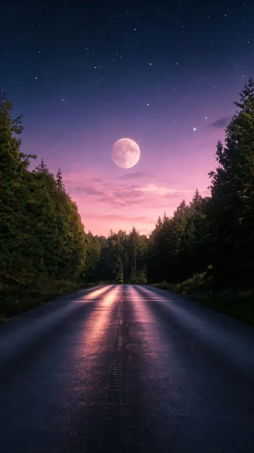4k倒影壁纸 - 公路 - 夜晚 - 天空「哲风壁纸」