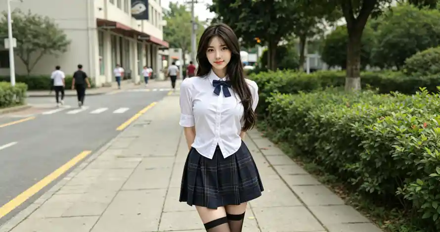 3k写真壁纸-绿植 - 街拍-黑丝「哲风壁纸」