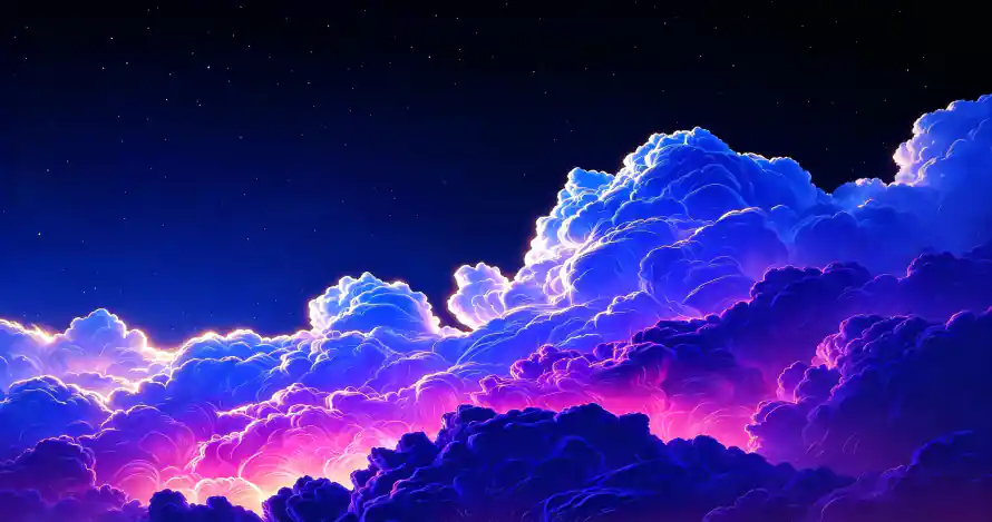 3k夜空壁纸-星点 - 积云-粉紫霞光「哲风壁纸」
