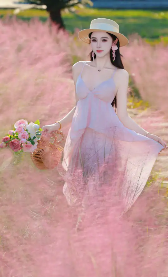4k户外壁纸 - 田园 - 美女 - 花田「哲风壁纸」