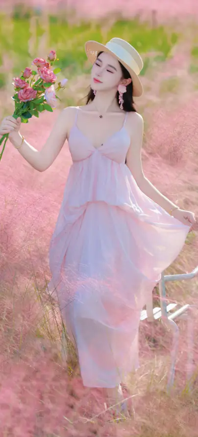 4k美女壁纸 - 耳饰 - 花束 - 花海「哲风壁纸」