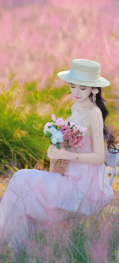 4k坐姿壁纸 - 柔焦 - 纱裙 - 美女「哲风壁纸」