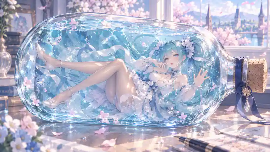 7k丝带壁纸-城堡 - 樱花-水面「哲风壁纸」