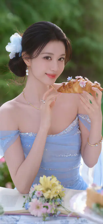 4k户外壁纸 - 盘发 - 绿植 - 美女「哲风壁纸」