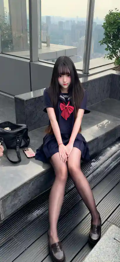 4k写真壁纸 - 天台 - 少女 - 长发「哲风壁纸」