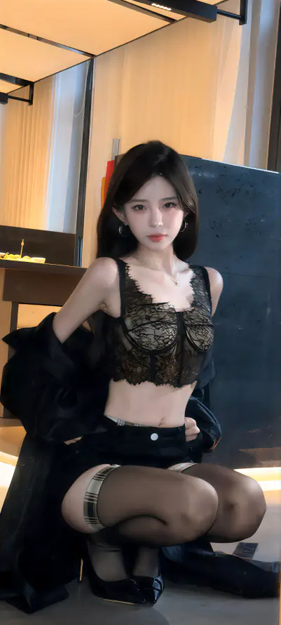 4k妖娆壁纸 - 性感 - 美女 - 蹲姿「哲风壁纸」