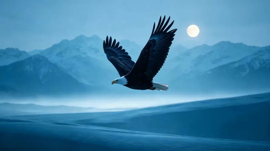 3k壁纸壁纸-月夜 - 雄鹰-高山「哲风壁纸」