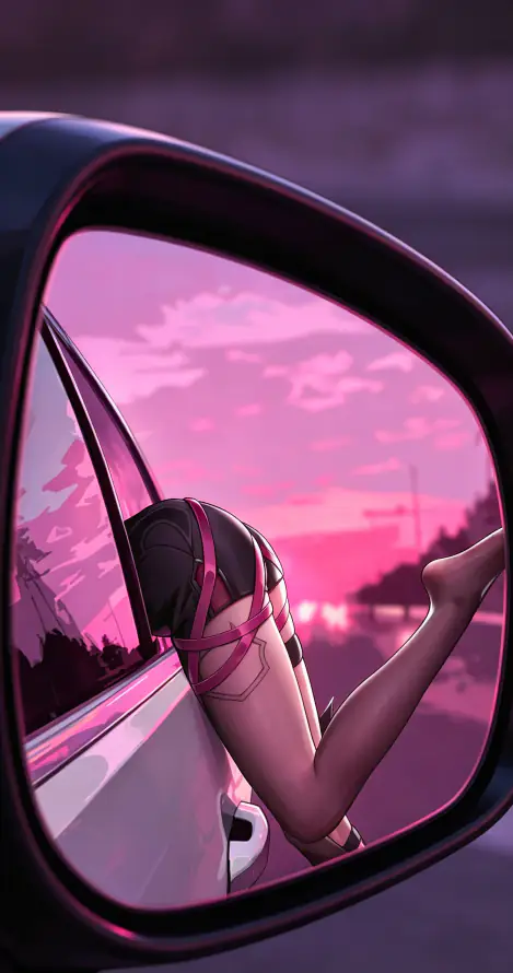 4k公路壁纸 - 少女 - 手机 - 汽车「哲风壁纸」