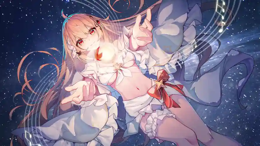 4k星空壁纸 - 梦幻 - 粉发 - 音符「哲风壁纸」