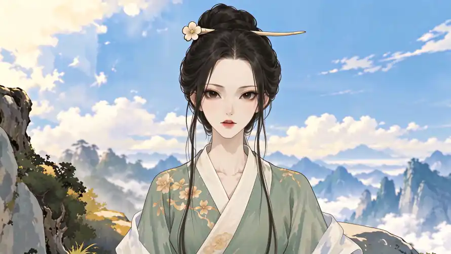 4k云海壁纸 - 发簪 - 汉服 - 盘发「哲风壁纸」