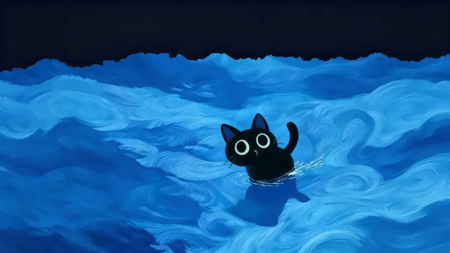 3k壁纸壁纸-夜晚 - 小猫-梦幻「哲风壁纸」