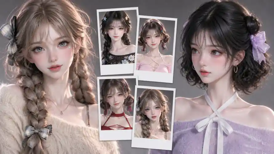 4k美女壁纸 - 麻花辫 - 双生少女 - 柔美少女「哲风壁纸」