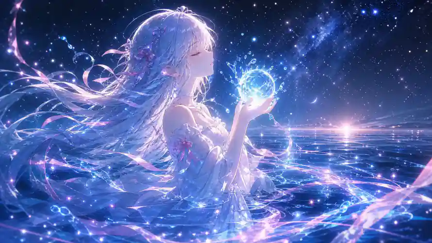 2k夜空壁纸-少女 - 星光-星空「哲风壁纸」