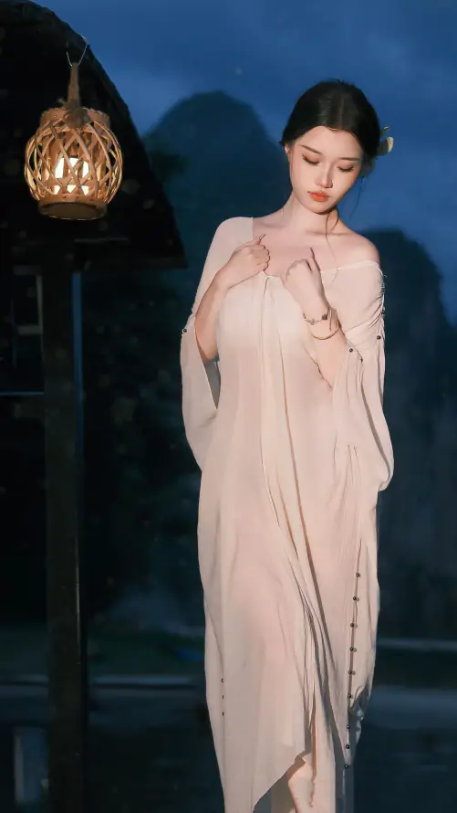 4k国风壁纸 - 夜景 - 汉服 - 温婉「哲风壁纸」