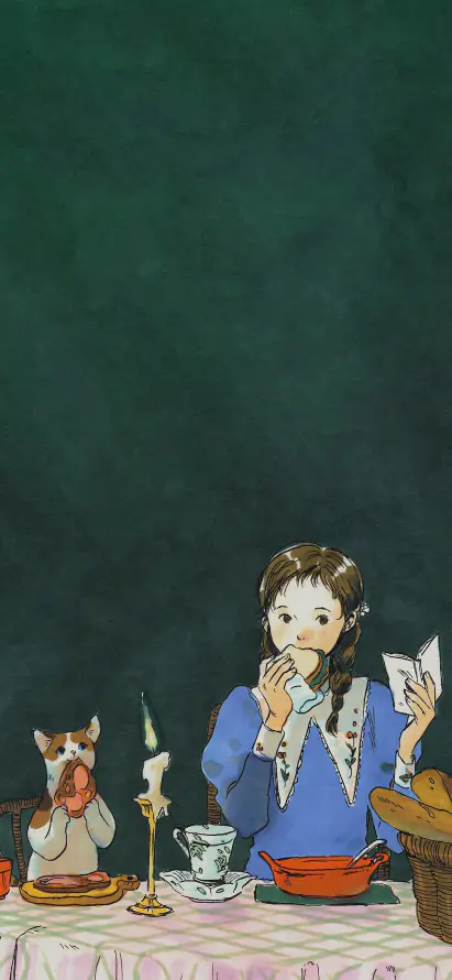 4k少女壁纸 - 治愈 - 猫咪 - 茶会「哲风壁纸」