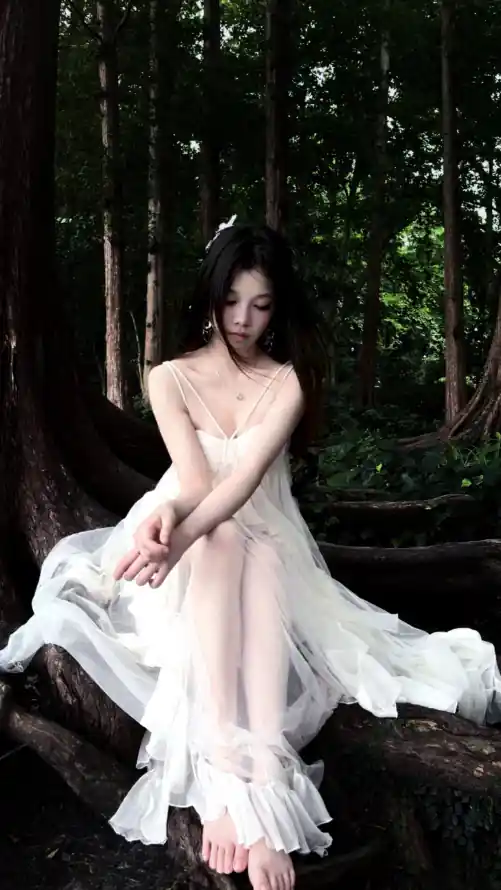 4k少女壁纸 - 森林 - 森系 - 白裙「哲风壁纸」