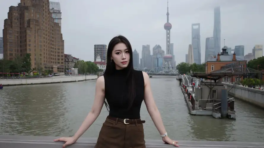 3k上海壁纸-河畔 - 美女-街拍「哲风壁纸」