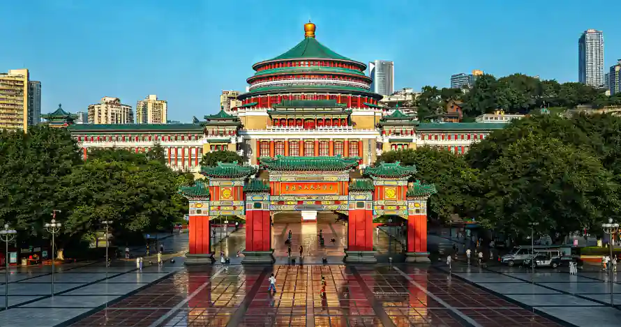 3k壁纸壁纸-红柱 - 琉璃瓦-人民广场「哲风壁纸」