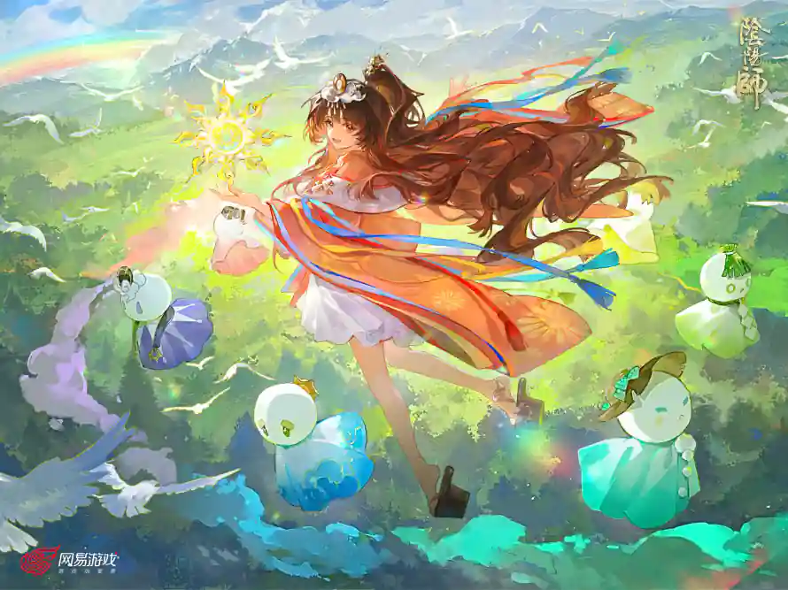 3k和风壁纸-少女 - 彩虹-晴天「哲风壁纸」