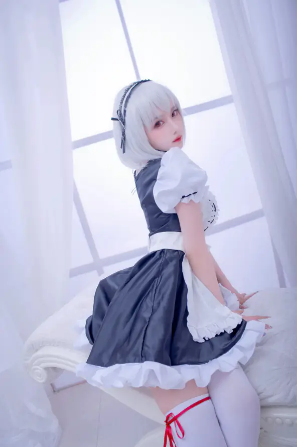 4k写真壁纸 - 女仆 - 白丝 - 窗边「哲风壁纸」