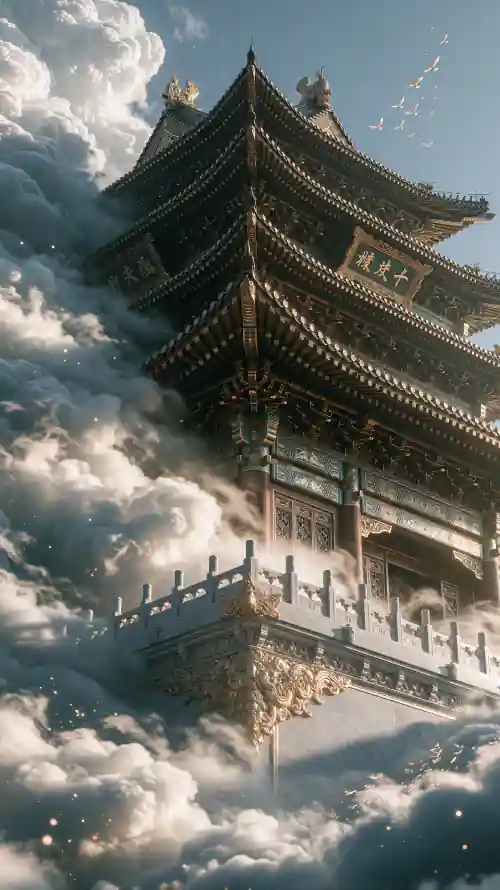 4k云海壁纸 - 仙侠 - 中式古建 - 云端天宫「哲风壁纸」
