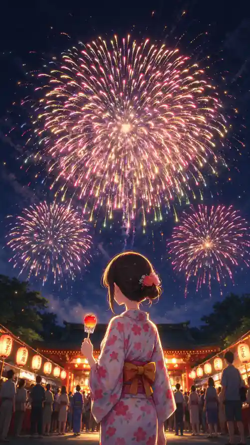 4k和服壁纸 - 夜市 - 夜景 - 浴衣「哲风壁纸」