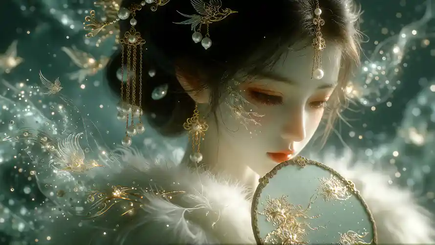2k古风壁纸-唯美 - 团扇-梦幻「哲风壁纸」