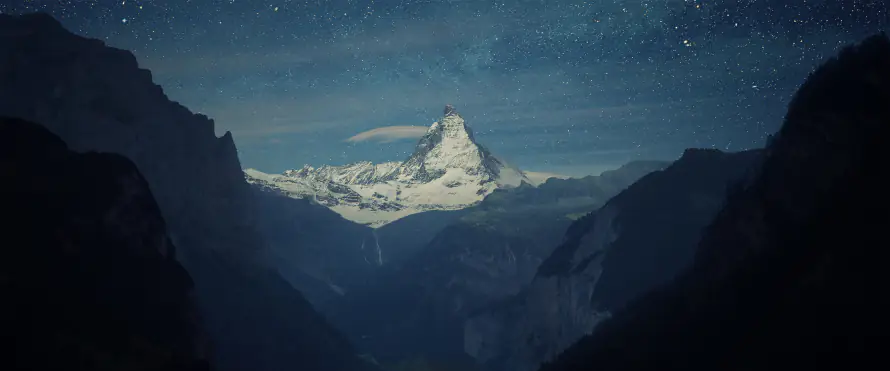 4k夜景壁纸-山峰 - 峡谷-星空「哲风壁纸」