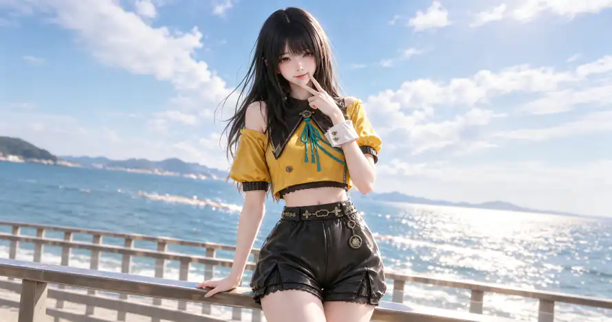 4k壁纸壁纸 - 栈道 - 海边 - 夏日穿搭「哲风壁纸」
