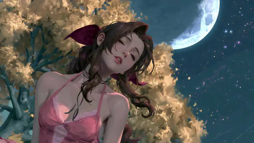 4k夜晚壁纸-弯月 - 星空-闭眼「哲风壁纸」