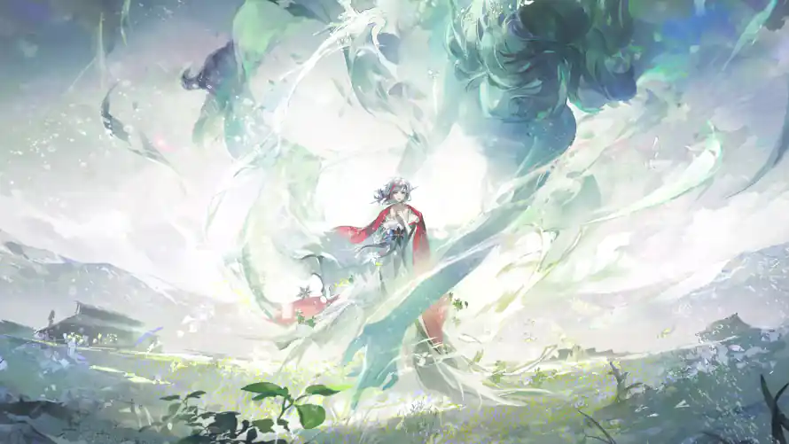 4k阴阳师壁纸-雪御前 - 龙胆花-云雾缭绕「哲风壁纸」