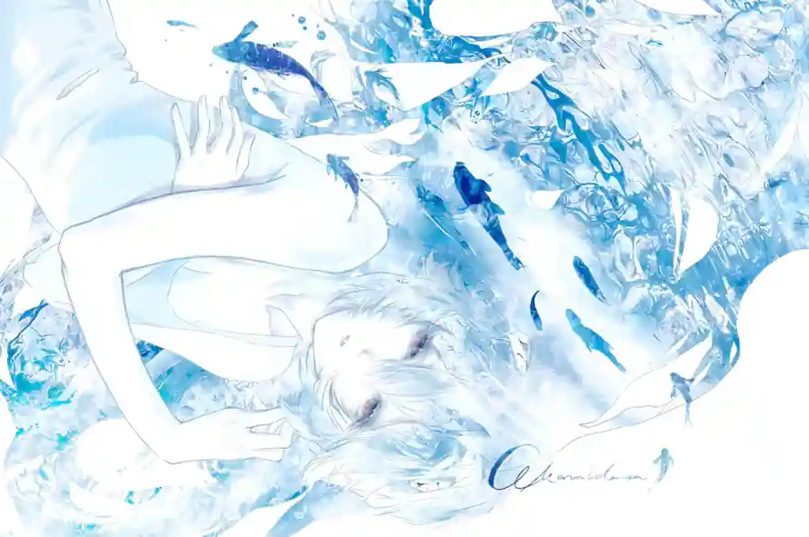 2k绫波丽壁纸-动漫人物 - 水下场景-水彩风格「哲风壁纸」