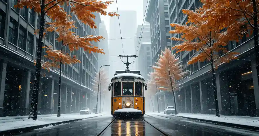 3k壁纸壁纸-雪景 - 雾天-城市街景「哲风壁纸」