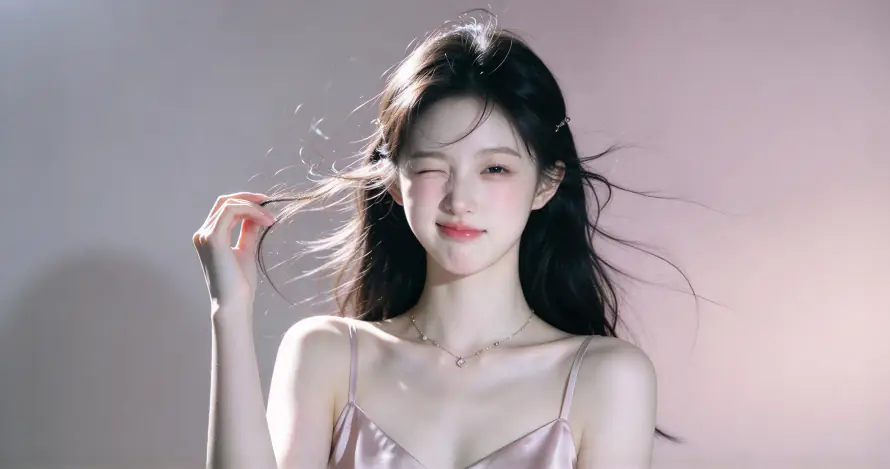 3k写真壁纸-吊带 - 少女-微笑「哲风壁纸」