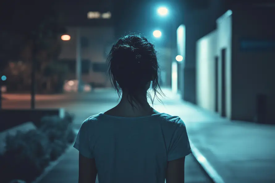 4k夜晚壁纸 - 夜景 - 女子 - 孤独「哲风壁纸」