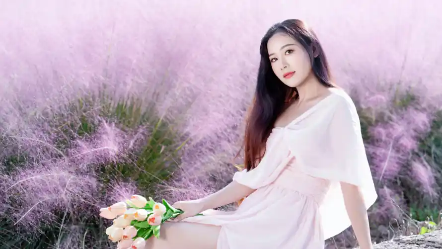 3k浪漫壁纸-清新 - 美女-花束「哲风壁纸」