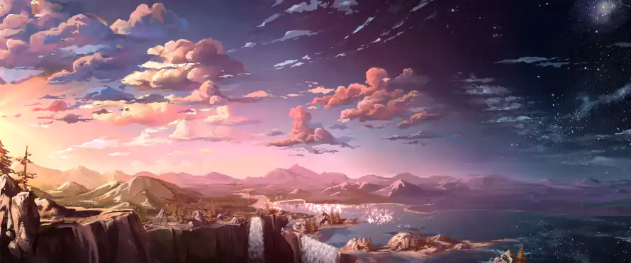 4k山海壁纸 - 梦幻 - 流星 - 湖泊「哲风壁纸」