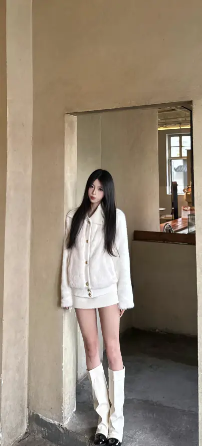 4k🔥壁纸 - 黑长直 - 室内走廊 - 白色外套「哲风壁纸」 4k🔥壁纸 - 黑长直 - 室内走廊 - 白色外套「哲风壁纸」