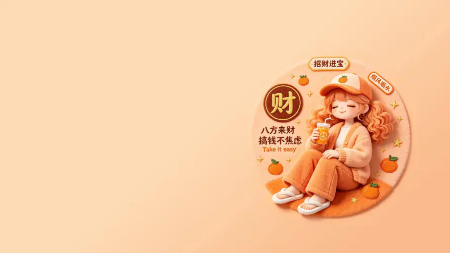 2k护眼壁纸-橙色调 - 治愈系-3D卡通「哲风壁纸」