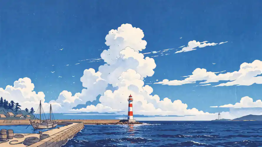 2k夏日壁纸-帆船 - 海港-海边「哲风壁纸」