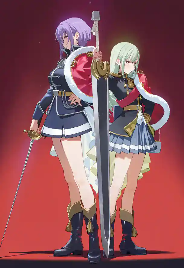 4k巨剑壁纸 - 披风 - 二次元 - 双女主「哲风壁纸」