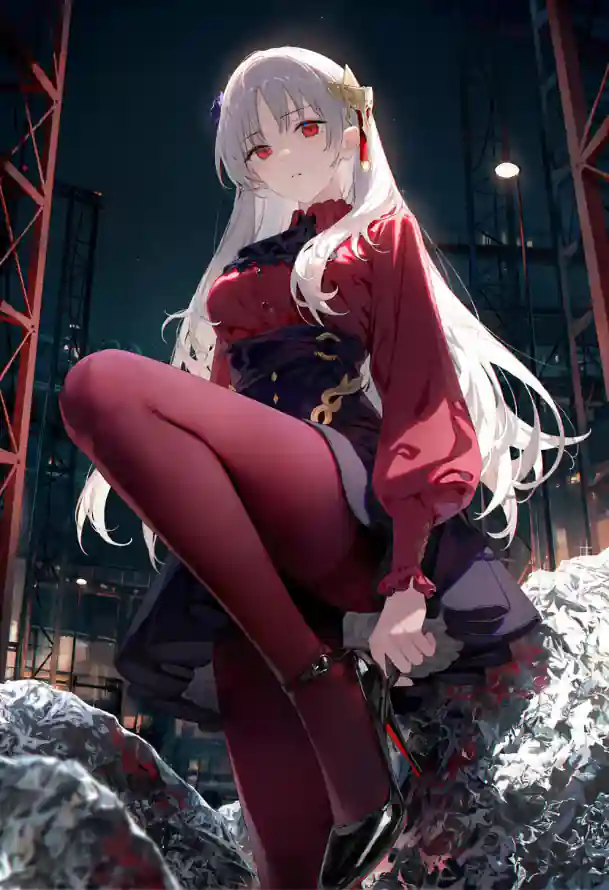 4k夜景壁纸 - 少女 - 白发 - 红瞳「哲风壁纸」