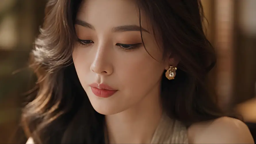 3k卷发壁纸-美女 - 氛围感-露肩装「哲风壁纸」