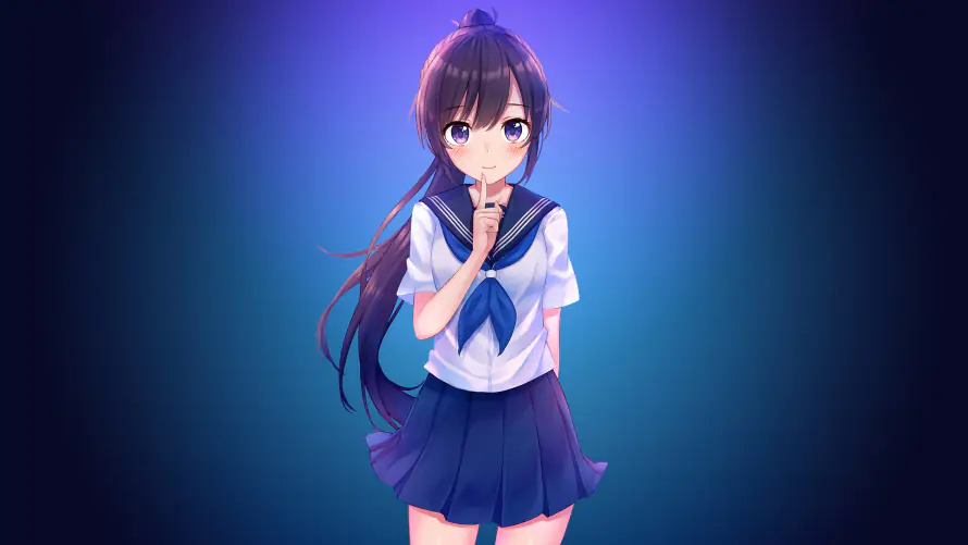 4k紫瞳壁纸 - 二次元 - 水手服 - 百褶裙「哲风壁纸」