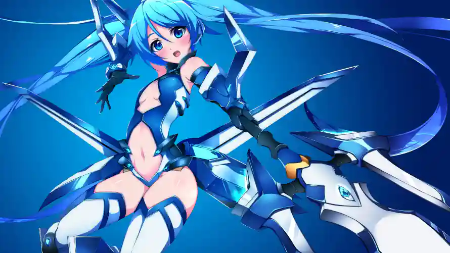 4k二次元壁纸 - 双马尾 - 动漫少女 - 双刃武器「哲风壁纸」